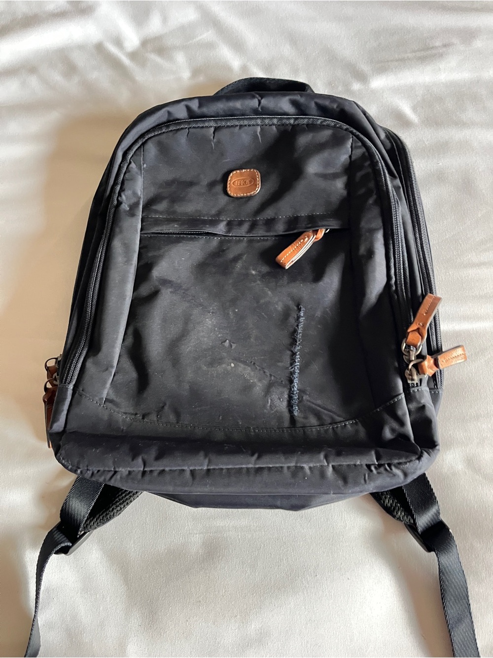 Bric's Milano Dark Blue Nylon Leather Laptop Backpack Small Travel Bag Rucksack